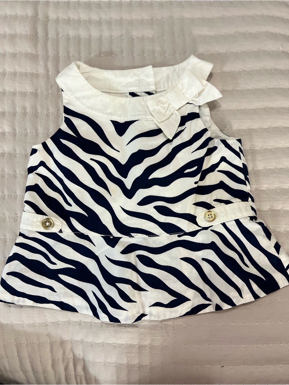 Janie and Jack Navy & White Zebra Peplum Tank Top with Bow